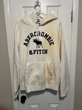 Abercrombie & Fitch Cream Hoodie with Black Logo